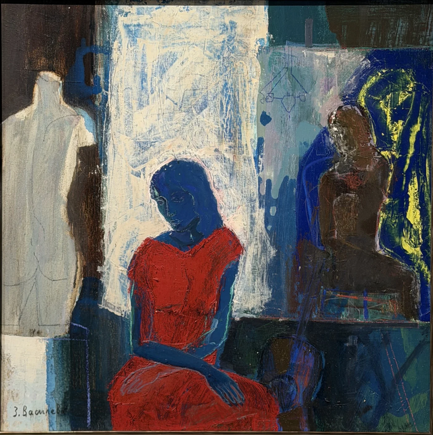 „Ателие I“, 60×60 см., маслени бои/платно