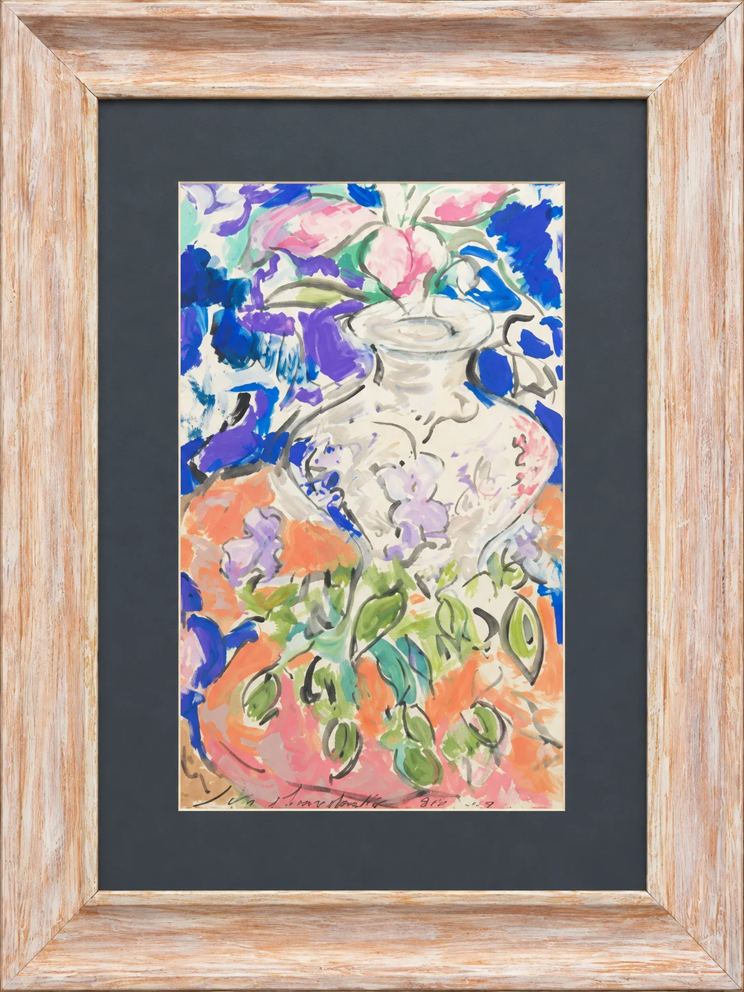 "The white vase", 35x22 cm., acrylic/cardboard