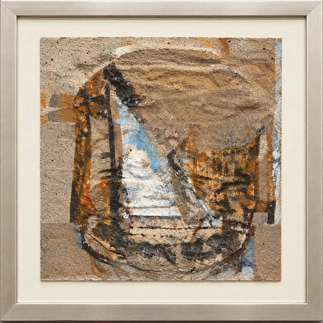 "Ship III", 46x46 cm., mixed media