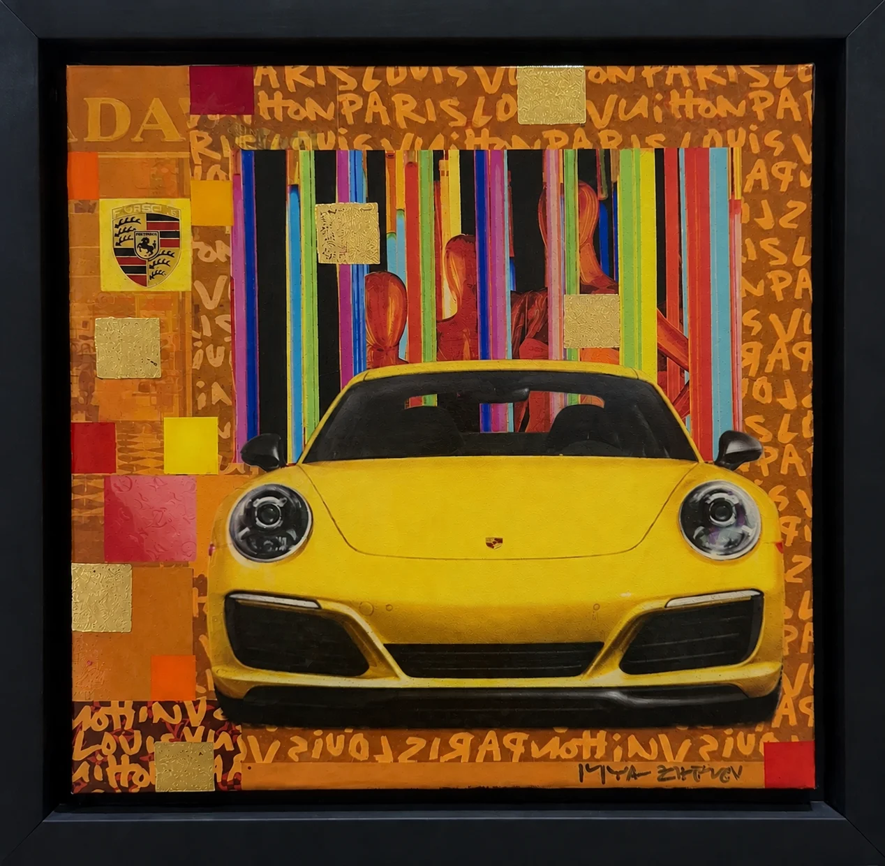 "Porsche 911", 30x30 cm., mixed media