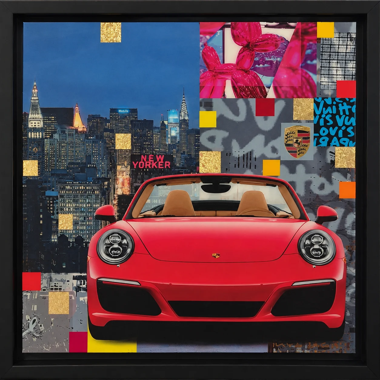 Dream in red and pink, 40x40 cm., mixed media
